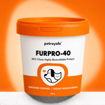 Petroyale Furpro-40 Dogs Protein Powder Supplement - Dog Skin & Coat + Hair Fall Control Supplement- Omega 3 6 9 for Dogs & Cats - Dog Muscle & Weight Gain Powder - Growth Food - Fish Flavor