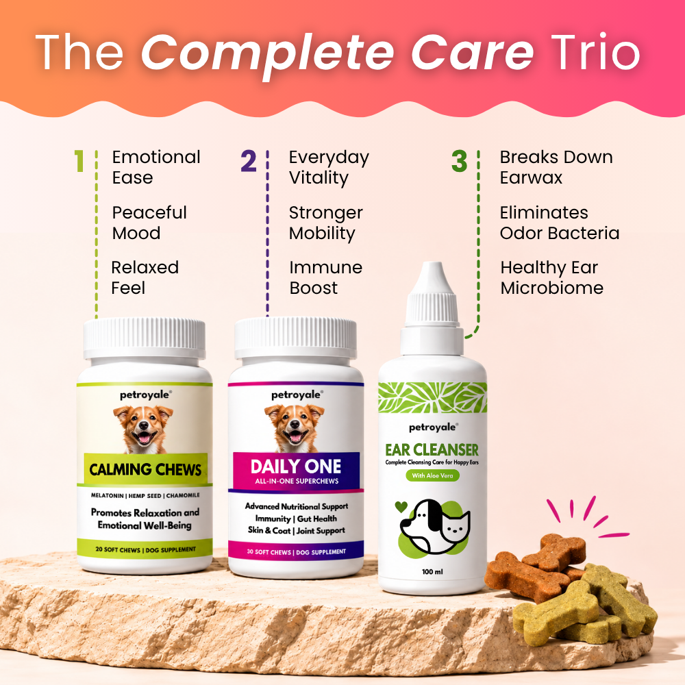 3-in-1 Daily Pet Care | Complete Everyday Combo For Dogs | Petroyale
