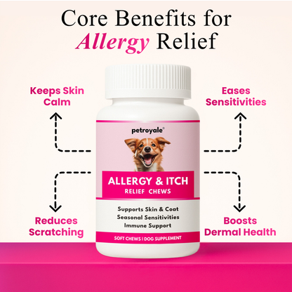 Petroyale Allergy & Itch Chews for Dogs for allergy relief, hot spots, dry skin and itching support