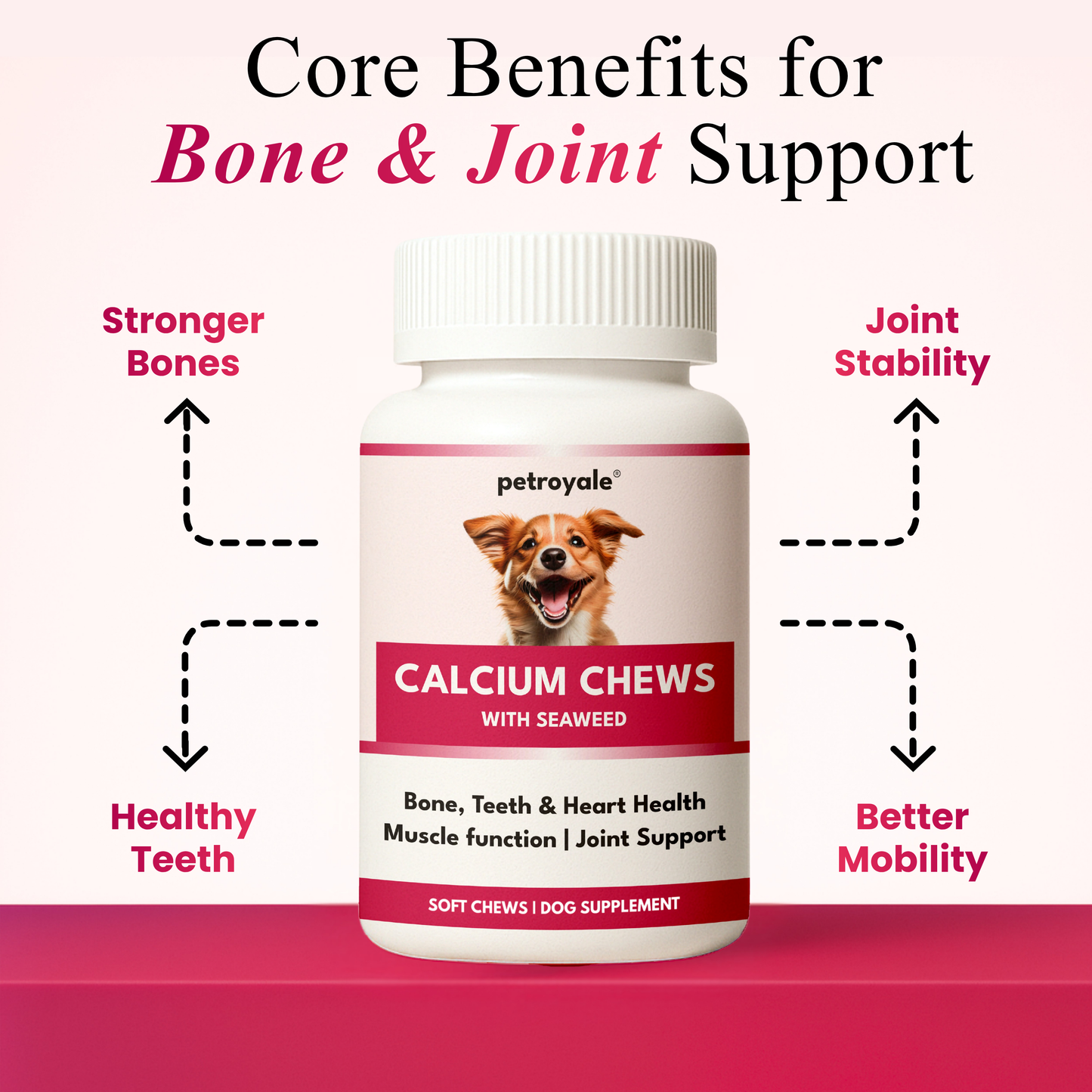 Petroyale Calcium Chews for Dogs - Calcium Supplement for Dogs with Multivitamins - Dog Calcium Tablets for Strong Bones, Joints & Teeth - Calcium for Dog Soft Chew
