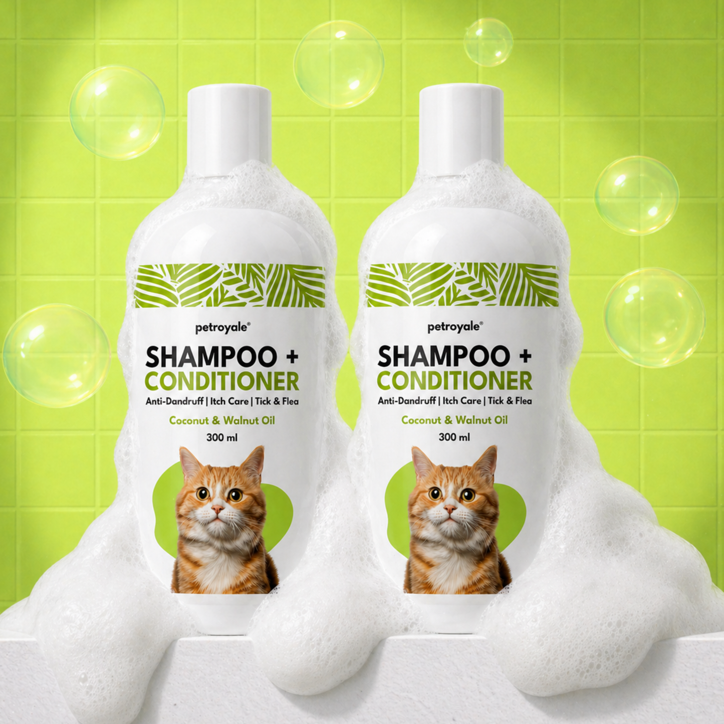 Petroyale 2-in-1 Cat Shampoo & Conditioner with Aloe Vera for Tick & Flea Protection and Healthy Coat