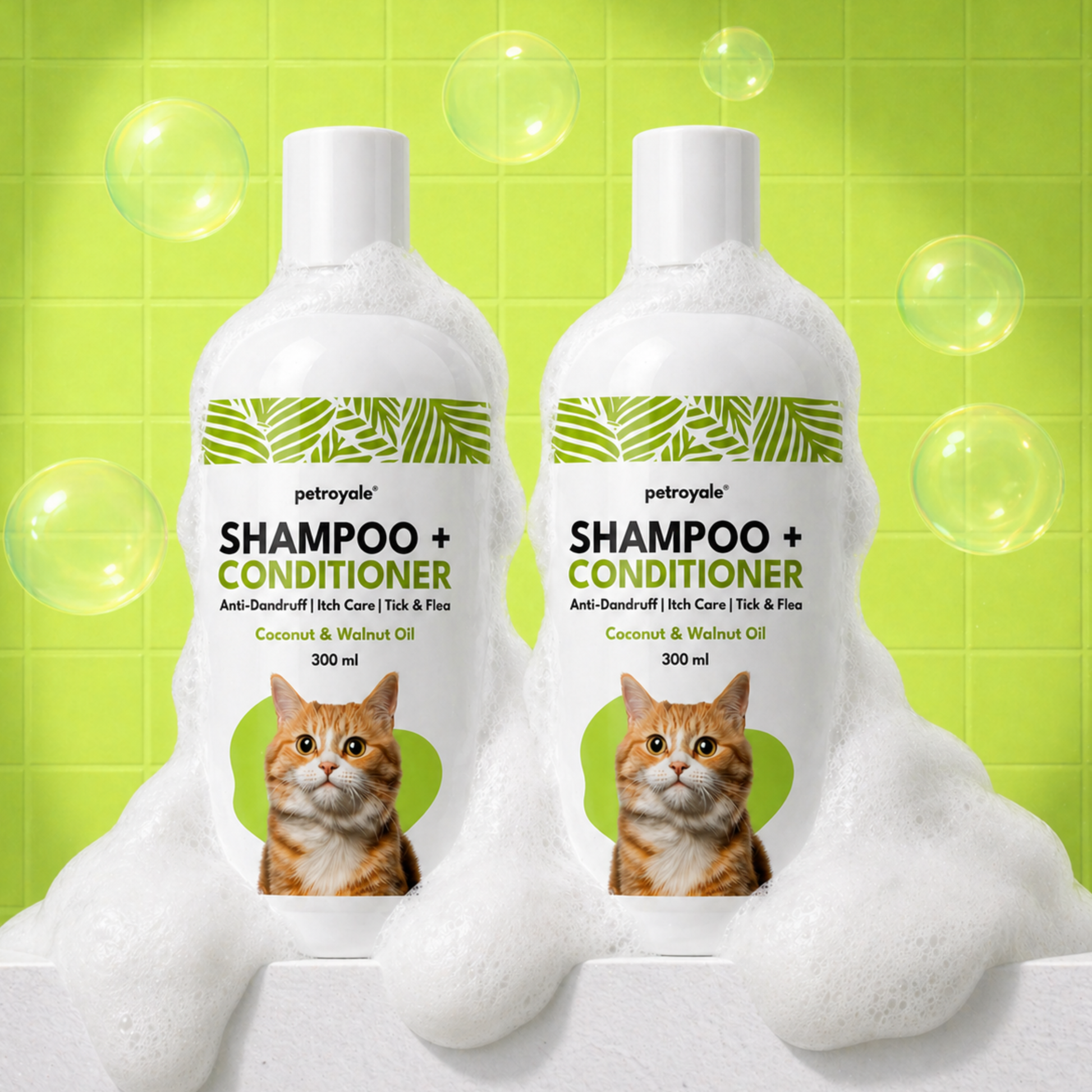 Petroyale 2-in-1 Cat Shampoo & Conditioner with Aloe Vera for Tick & Flea Protection and Healthy Coat