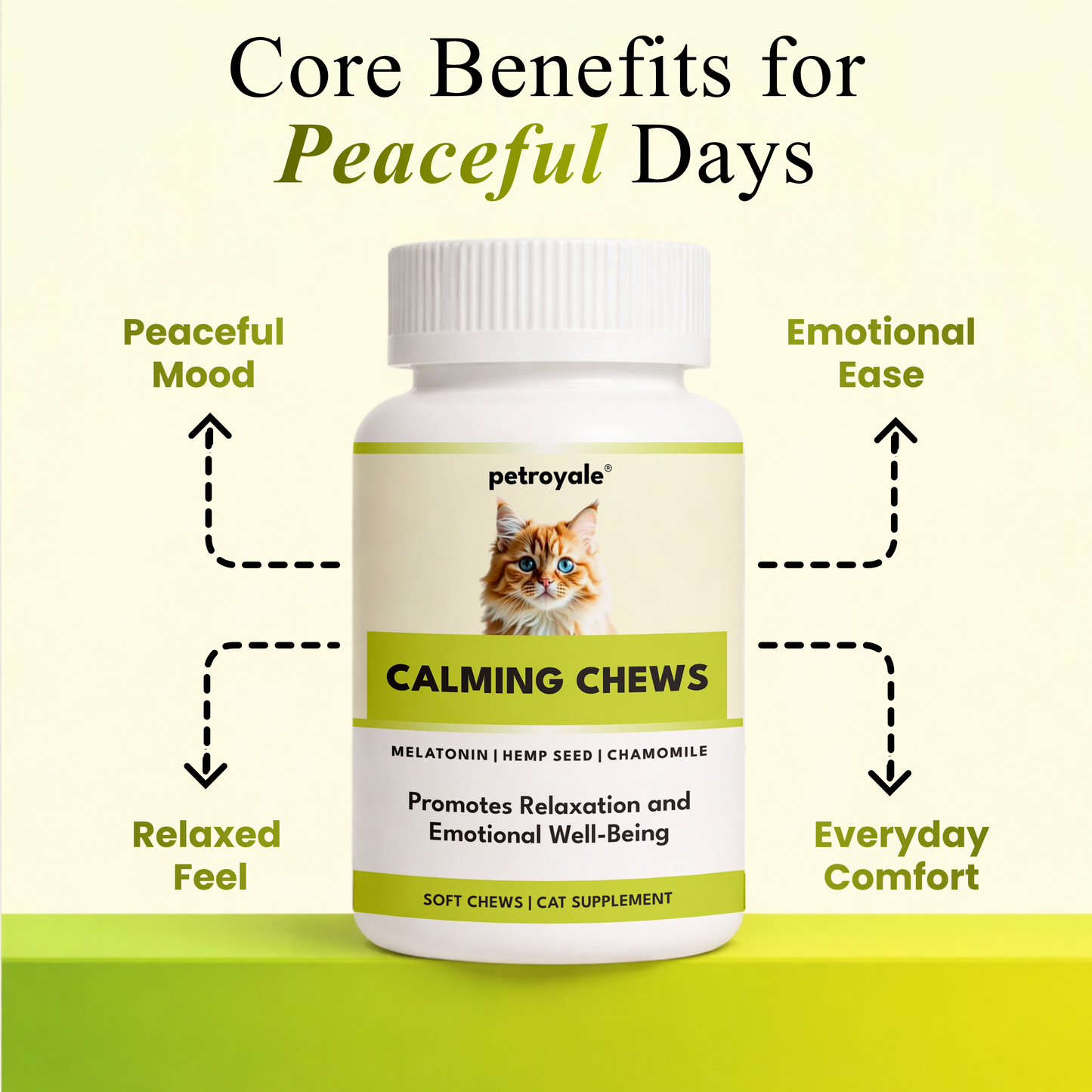 Petroyale Cat Calming Chews for Cats – Natural Anxiety & Stress Relief – Vet Recommended Cat Calming Chews– Anti Anxiety Meds for Cats – Calmings Support for Travel, Fireworks & Vet Visits