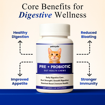 Petroyale Cat Pre + Probiotic & Prebiotic Chews – 9B+ CFU Probiotics for Cats – Cat Gut Health Supplement – Relieves Diarrhea, Improves Digestion & Immunity