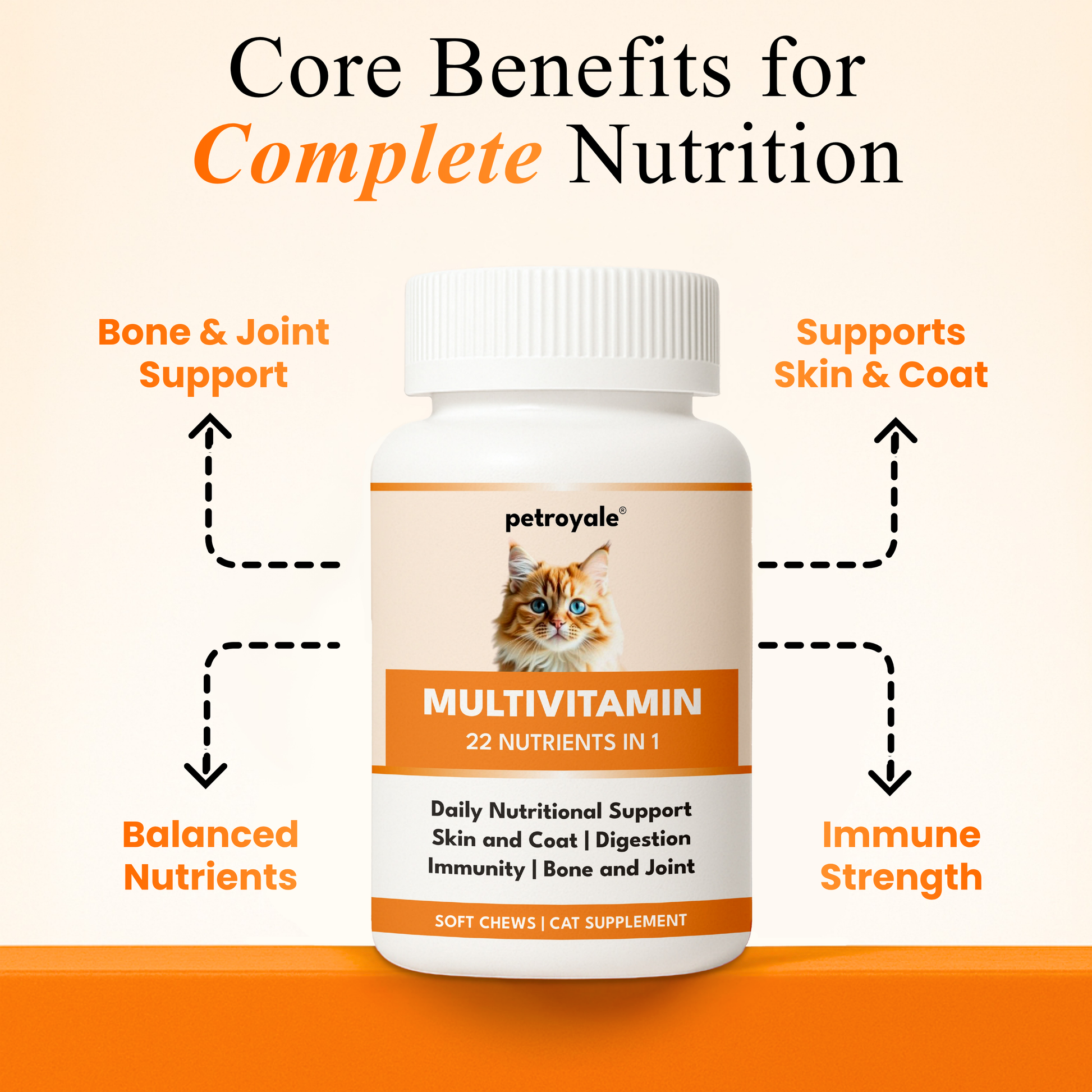Petroyale Multivitamin Chews for Cats - Cat Multivitamin Tablets - Cat Health Supplement - Daily Supplements for Cats - for Growth, Energy, Strength, Fur & Immunity 