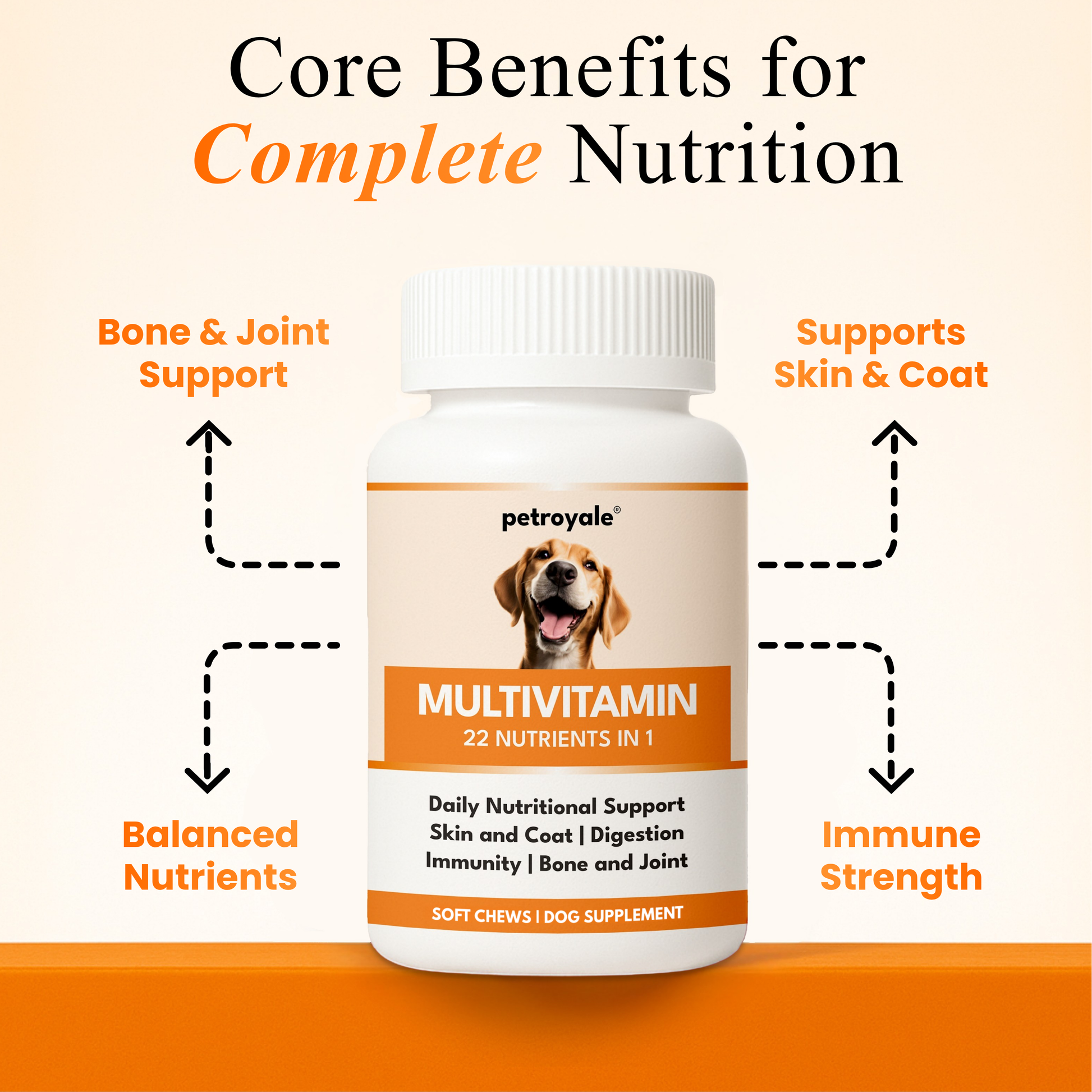 Petroyale Multivitamin Chews for Dogs - Dog Multivitamin Tablets - Dog Health Supplement - Daily Supplements for Dogs - for Growth, Stamina, Strength, Fur & Immunity