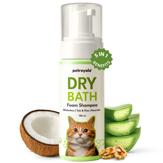 Petroyale Dry Bath Shampoo for Cats Cleans, Freshens & Deodorizes Coat Without Water
