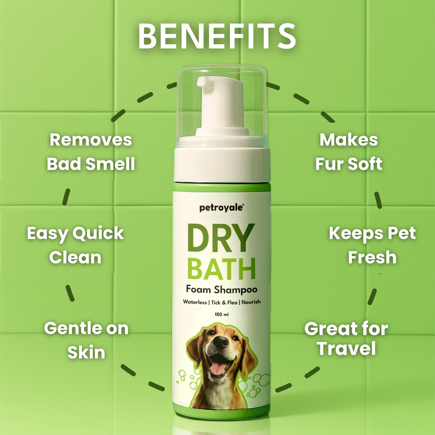 Petroyale Dry Bath Shampoo for Dogs Cleans, Freshens & Deodorizes Coat Without Water