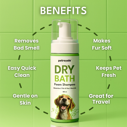 Petroyale Dry Bath Shampoo for Dogs Cleans, Freshens & Deodorizes Coat Without Water