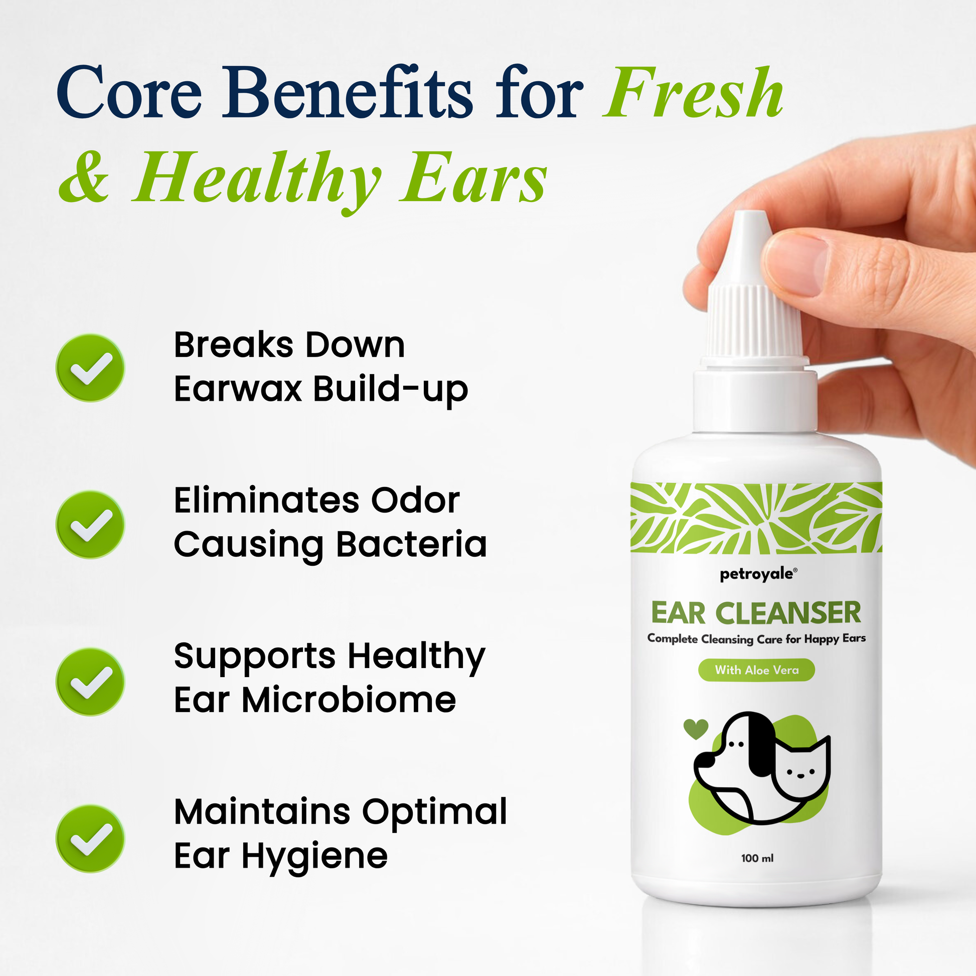 Petroyale Ear Cleanser for Dogs Helps Remove Wax, Dirt & Odor for Healthy Clean Ears