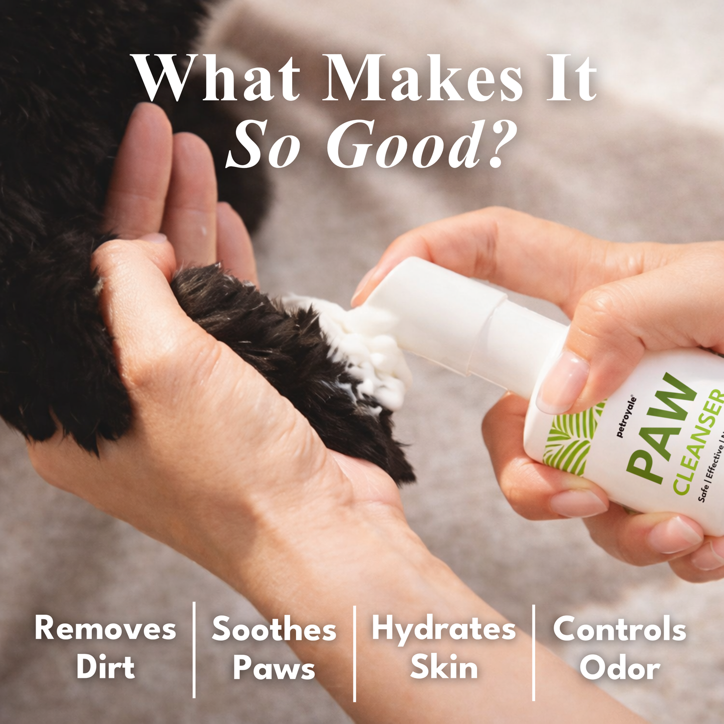 Paw Cleanser for dogs and cats, designed to gently clean paws, remove dirt and debris, and support paw hygiene.