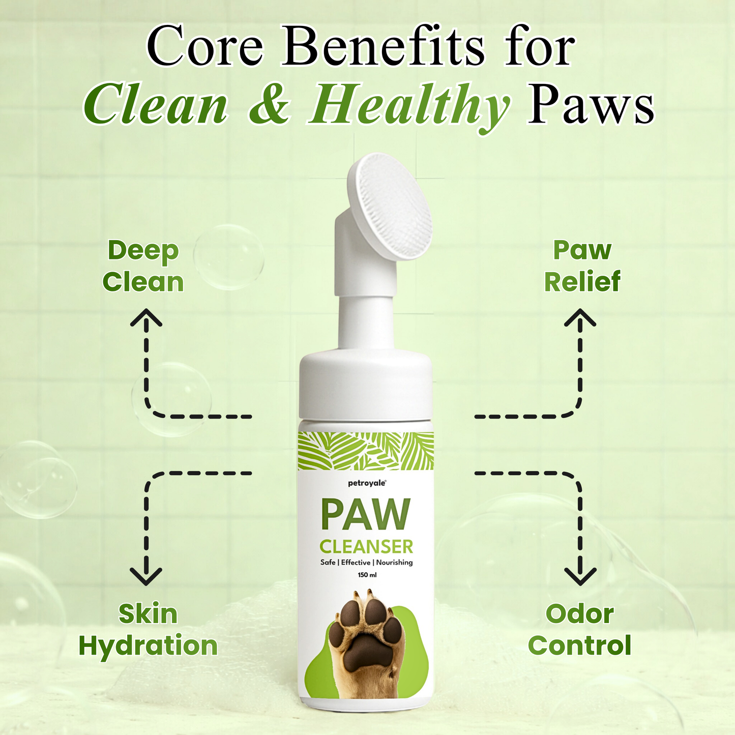 Paw Cleanser for dogs and cats, designed to gently clean paws, remove dirt and debris, and support paw hygiene.