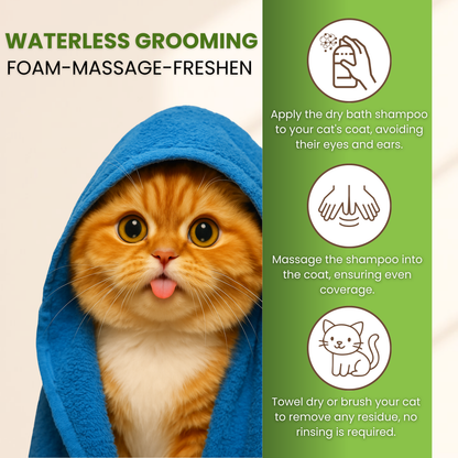Petroyale Dry Bath Shampoo for Cats Cleans, Freshens & Deodorizes Coat Without Water
