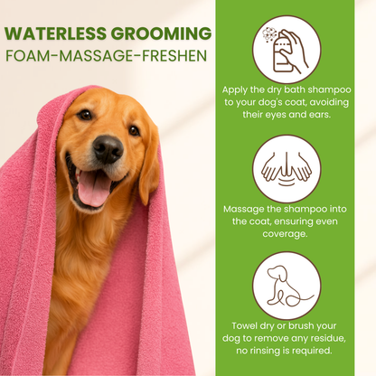 Petroyale Dry Bath Shampoo for Dogs Cleans, Freshens & Deodorizes Coat Without Water